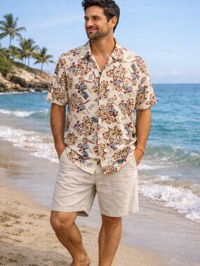 Gap Men's South Sea Island’s Hawaiian Short Sleeve Button Down Shirt XL